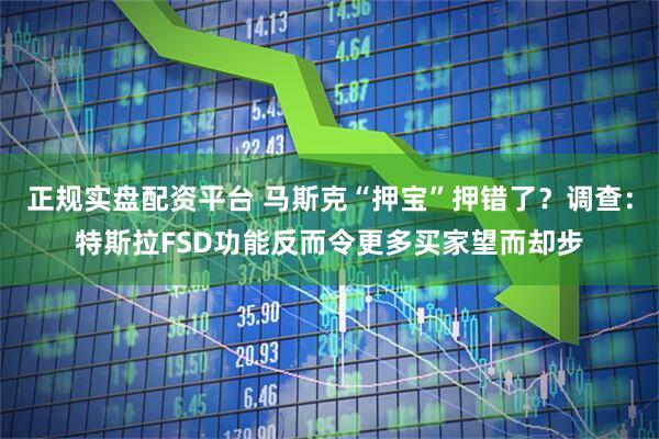 正规实盘配资平台 马斯克“押宝”押错了？调查：特斯拉FSD功能反而令更多买家望而却步